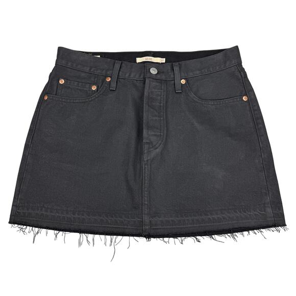 LEVI'S Premium Icon Wax Coated Mini Skirt Sz 27 - Picture 3 of 8